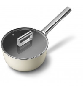 Smeg Cookware Yapışmaz Sos Tenceresi Cam Kapaklı Krem