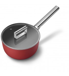 Smeg Cookware Yapışmaz Sos Tenceresi Cam Kapaklı Kırmızı