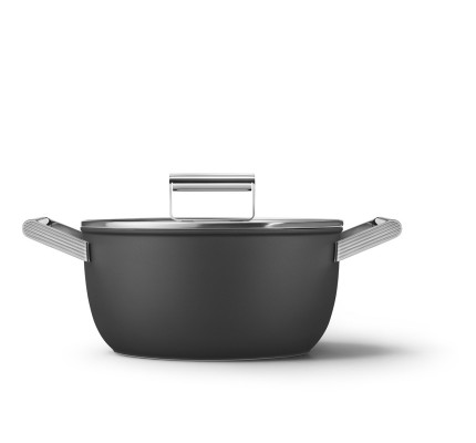 SMEG Cookware 50'S Style Siyah Tencere - 24 cm