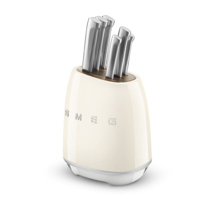 Smeg Standlı Bıçak Seti Krem